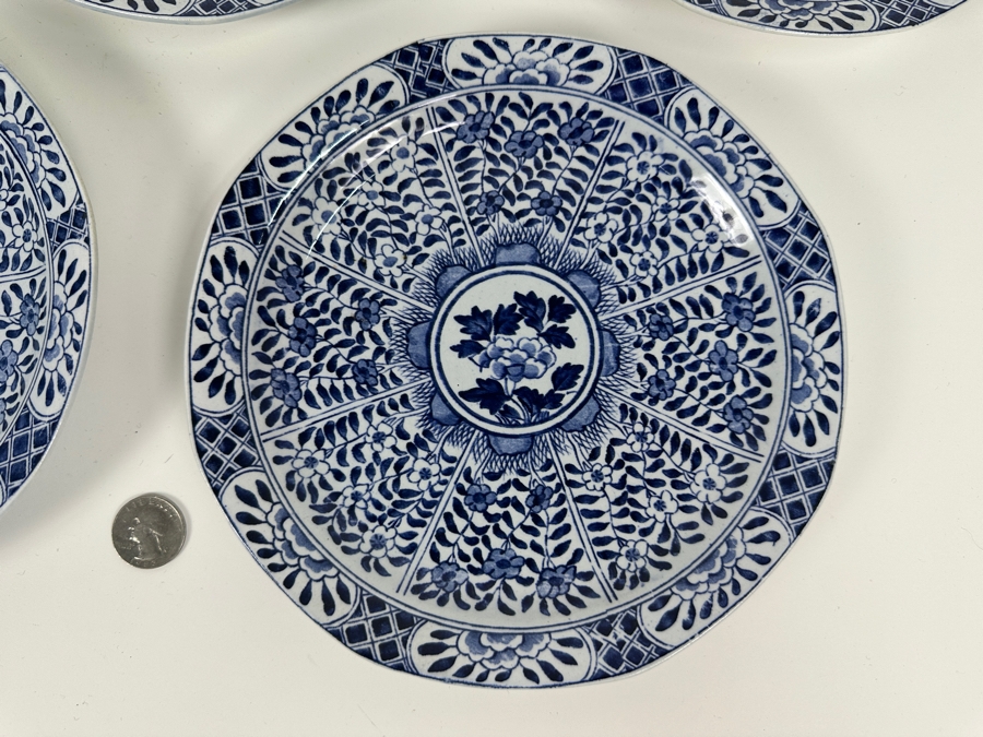 Just Added - (5) Chinese Qinq Dynasty Xangxi (In The Taste Of) Blue & White Chinese Signed Porcelain Plates 8'W [Photo 9]