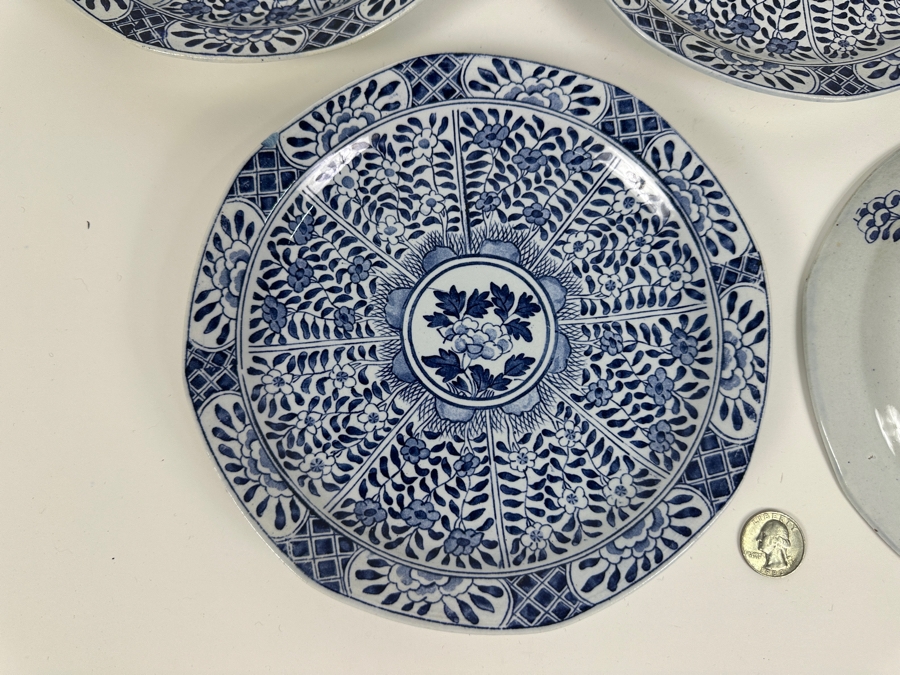 Just Added - (5) Chinese Qinq Dynasty Xangxi (In The Taste Of) Blue & White Chinese Signed Porcelain Plates 8'W [Photo 8]