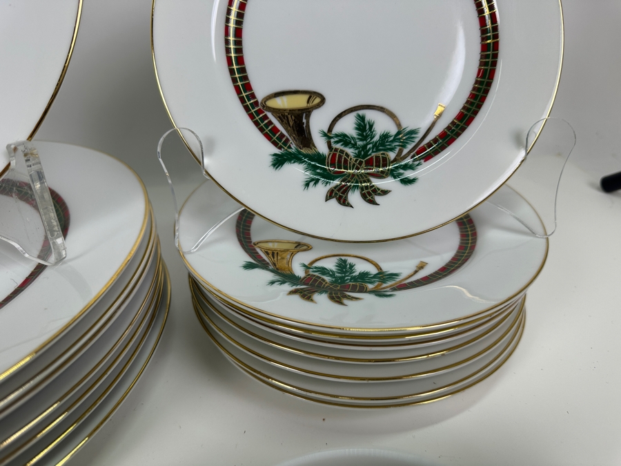 Just Added - Georges Briard 'The Hunt' China Set: 8 10.5' Dinner Plates, 8 Salad Plates, 12 Mugs & 1 Pedestal Cake Stand - Replacements Value $1,008 [Photo 7]