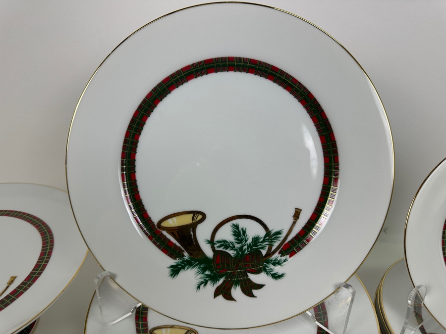 Just Added - Georges Briard 'The Hunt' China Set: 8 10.5' Dinner Plates, 8 Salad Plates, 12 Mugs & 1 Pedestal Cake Stand - Replacements Value $1,008 [Photo 3]