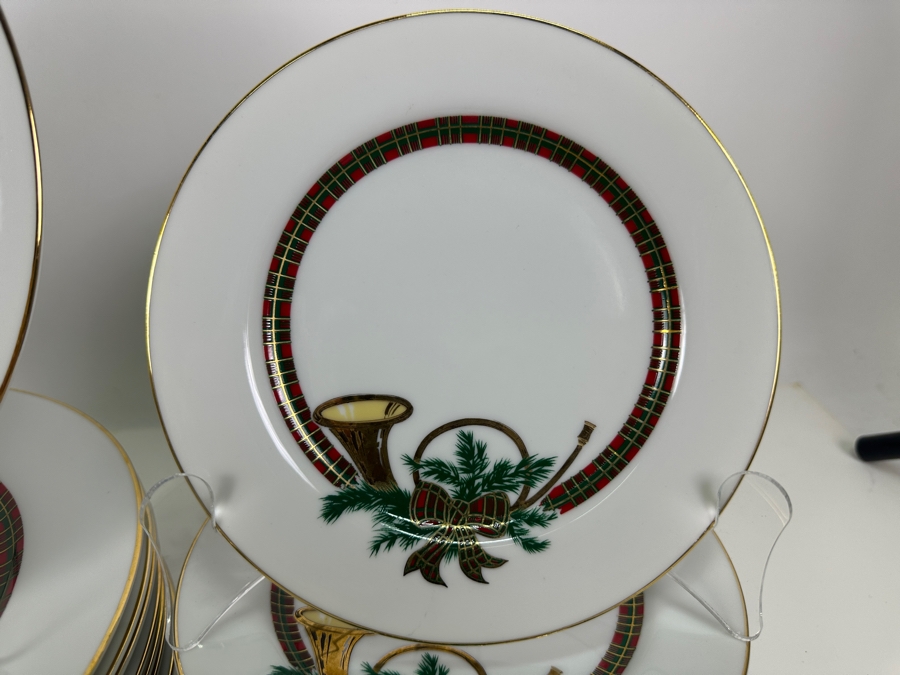 Just Added - Georges Briard 'The Hunt' China Set: 8 10.5' Dinner Plates, 8 Salad Plates, 12 Mugs & 1 Pedestal Cake Stand - Replacements Value $1,008 [Photo 5]