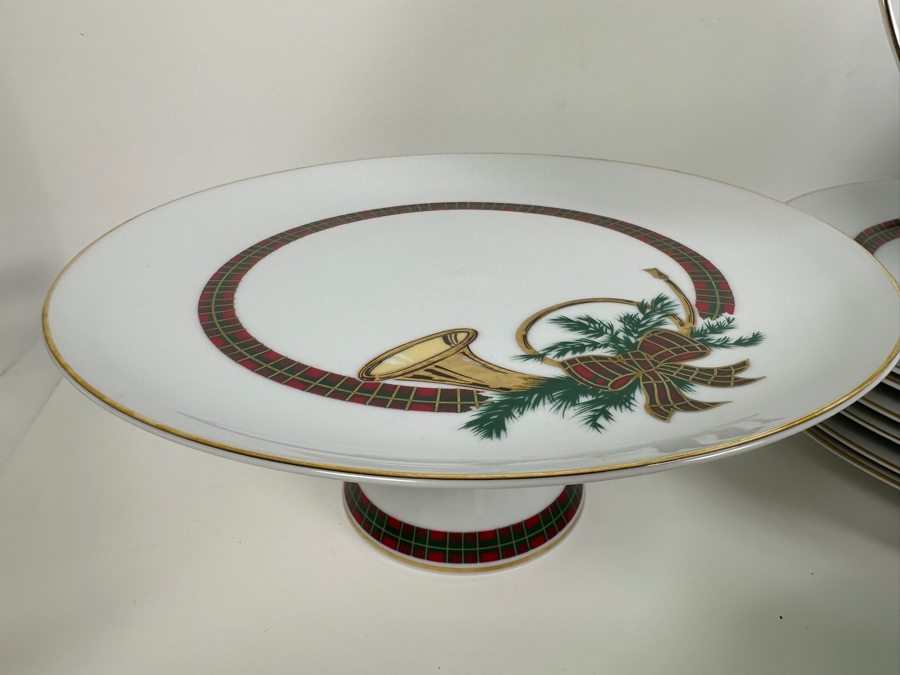 Just Added - Georges Briard 'The Hunt' China Set: 8 10.5' Dinner Plates, 8 Salad Plates, 12 Mugs & 1 Pedestal Cake Stand - Replacements Value $1,008 [Photo 8]