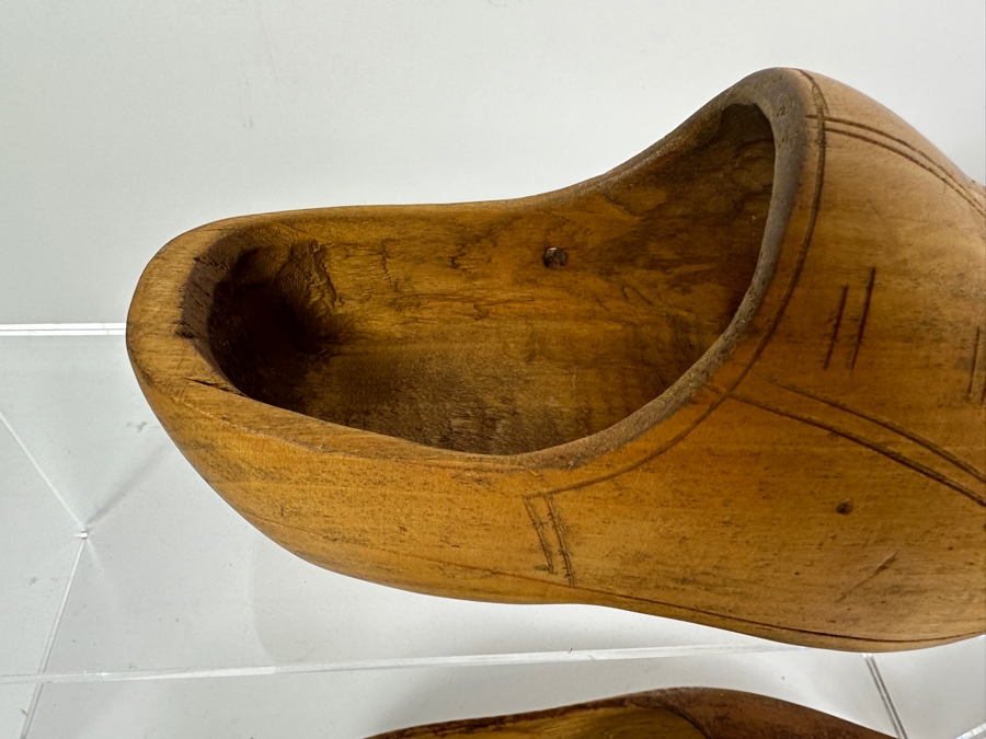 Just Added - Two Pairs Of Authentic Dutch Carved Wooden Shoes [Photo 5]