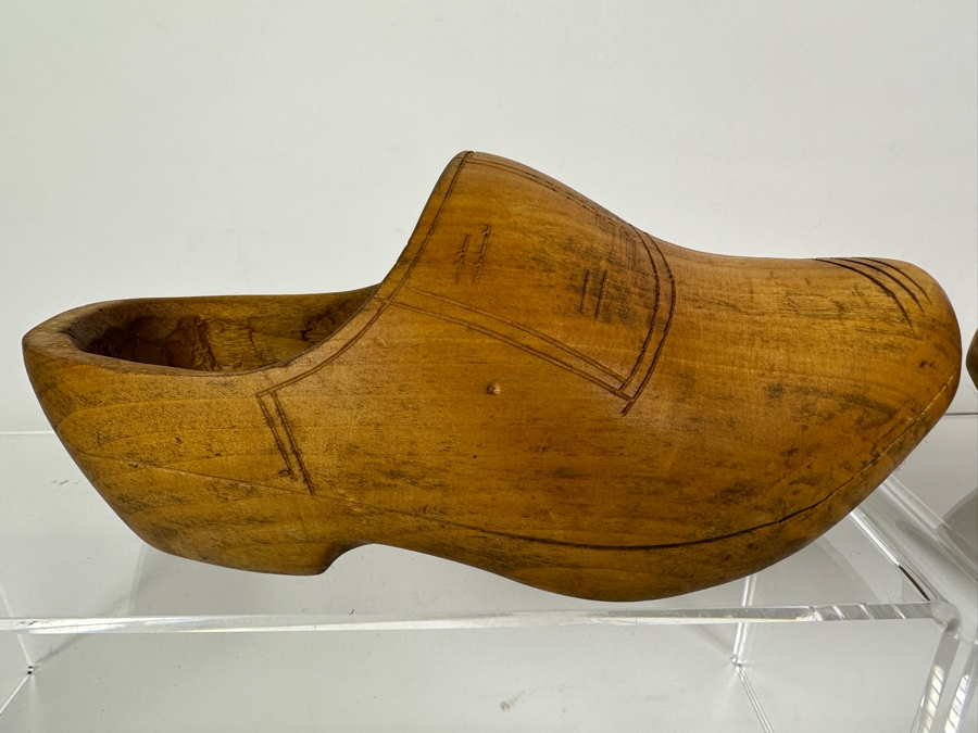 Just Added - Two Pairs Of Authentic Dutch Carved Wooden Shoes [Photo 4]