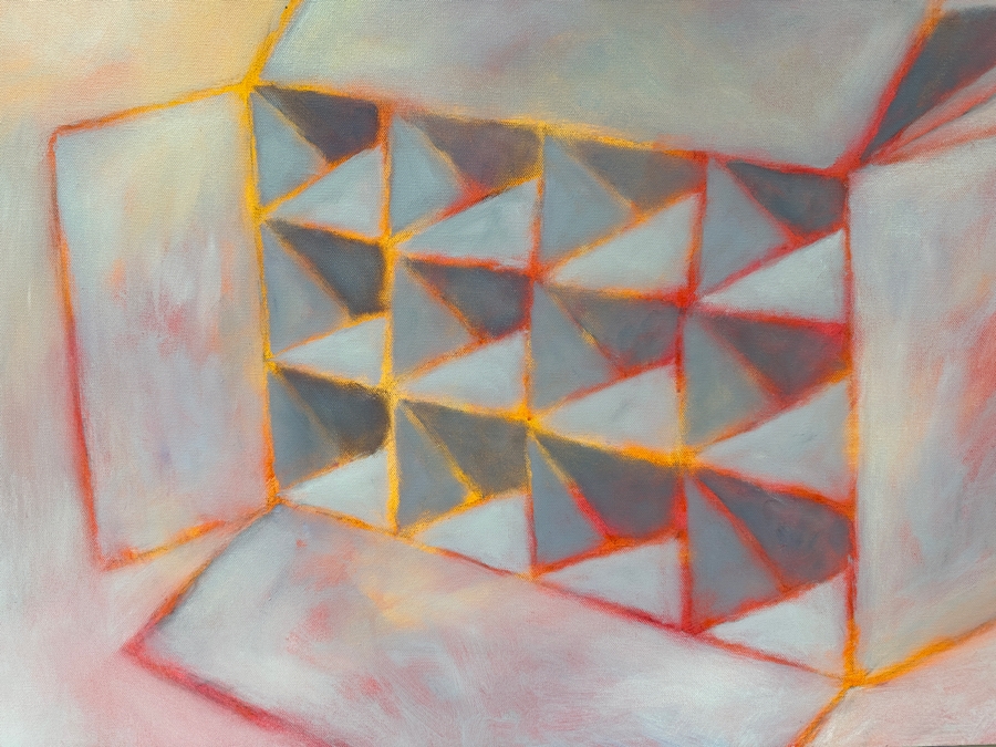 Gerrit Greve (1948-2024, Cardiff by the Sea, CA) Original Acrylic Painting On Canvas Titled 'Box Series - Gray Box On Peach' 2022 Signed Verso 40 X 30 Estimate $1,200 - $1,500 [Photo 2]