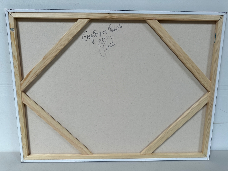 Gerrit Greve (1948-2024, Cardiff by the Sea, CA) Original Acrylic Painting On Canvas Titled 'Box Series - Gray Box On Peach' 2022 Signed Verso 40 X 30 Estimate $1,200 - $1,500 [Photo 6]