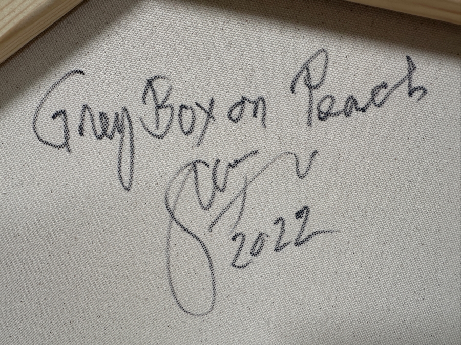 Gerrit Greve (1948-2024, Cardiff by the Sea, CA) Original Acrylic Painting On Canvas Titled 'Box Series - Gray Box On Peach' 2022 Signed Verso 40 X 30 Estimate $1,200 - $1,500 [Photo 4]