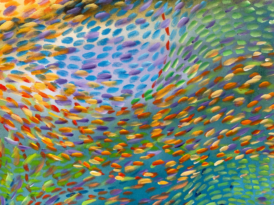 Gerrit Greve (1948-2024, Cardiff by the Sea, CA) Original Acrylic Painting On Canvas Titled 'The Underwater Series - Underwater - 06' 2019 Signed Verso 40 X 30 Estimate $1,200 - $1,500 [Photo 5]