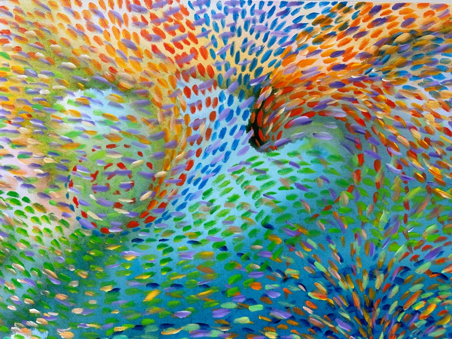 Gerrit Greve (1948-2024, Cardiff by the Sea, CA) Original Acrylic Painting On Canvas Titled 'The Underwater Series - Underwater - 06' 2019 Signed Verso 40 X 30 Estimate $1,200 - $1,500 [Photo 3]