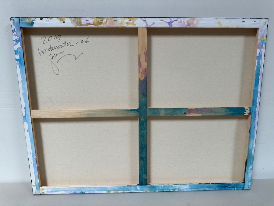 Gerrit Greve (1948-2024, Cardiff by the Sea, CA) Original Acrylic Painting On Canvas Titled 'The Underwater Series - Underwater - 06' 2019 Signed Verso 40 X 30 Estimate $1,200 - $1,500 [Photo 4]