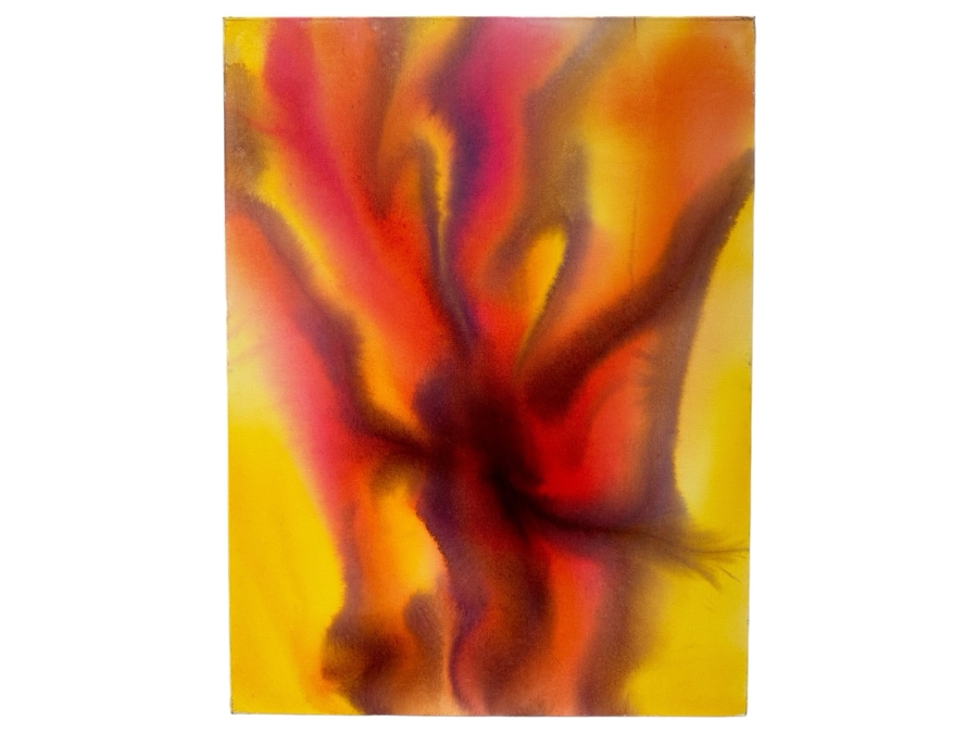 Gerrit Greve (1948-2024, Cardiff by the Sea, CA) Original Acrylic Painting On Canvas Titled 'Abstract Flowers' 2020 Signed Verso 30 X 40 Estimate $1,200 - $1,500 [Photo 1]
