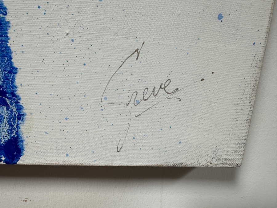 Gerrit Greve (1948-2024, Cardiff by the Sea, CA) Original Acrylic Painting On Canvas Titled 'Abstract with Gold Writing'  Bottom Right 30 X 40 Estimate $1,200 - $1,500 [Photo 8]