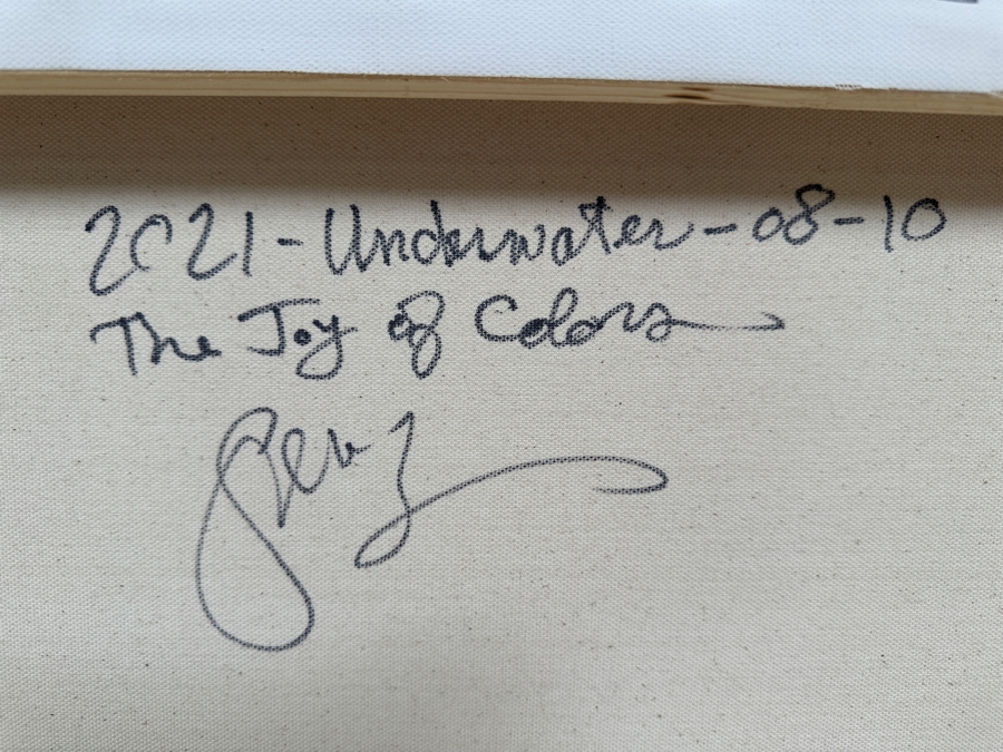 Gerrit Greve (1948-2024, Cardiff by the Sea, CA) Original Acrylic Painting On Canvas Titled 'Underwater Series - The Joy of Colors' 2021 Signed Verso 40 X 30 Estimate $1,200 - $1,500 [Photo 6]