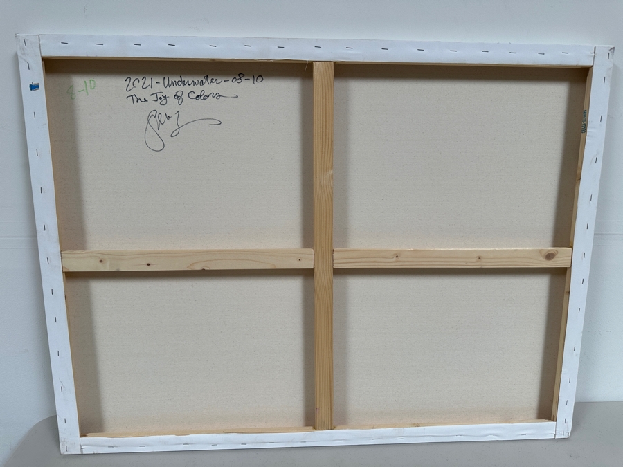 Gerrit Greve (1948-2024, Cardiff by the Sea, CA) Original Acrylic Painting On Canvas Titled 'Underwater Series - The Joy of Colors' 2021 Signed Verso 40 X 30 Estimate $1,200 - $1,500 [Photo 5]