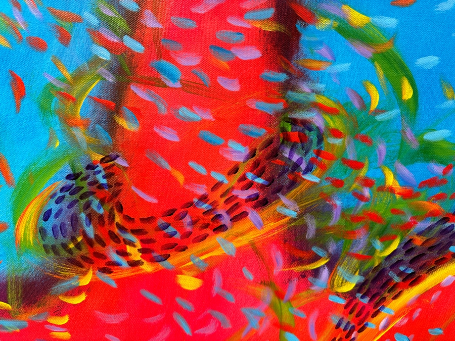 Gerrit Greve (1948-2024, Cardiff by the Sea, CA) Original Acrylic Painting On Canvas Titled 'Underwater Series - The Joy of Colors' 2021 Signed Verso 40 X 30 Estimate $1,200 - $1,500 [Photo 2]