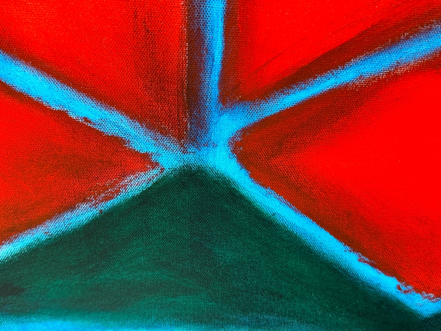 Gerrit Greve (1948-2024, Cardiff by the Sea, CA) Original Acrylic Painting On Canvas Titled 'Box Series - Red Box with Blue Trim' 2022 Signed Verso 30 X 40 Estimate $1,200 - $1,500 [Photo 3]