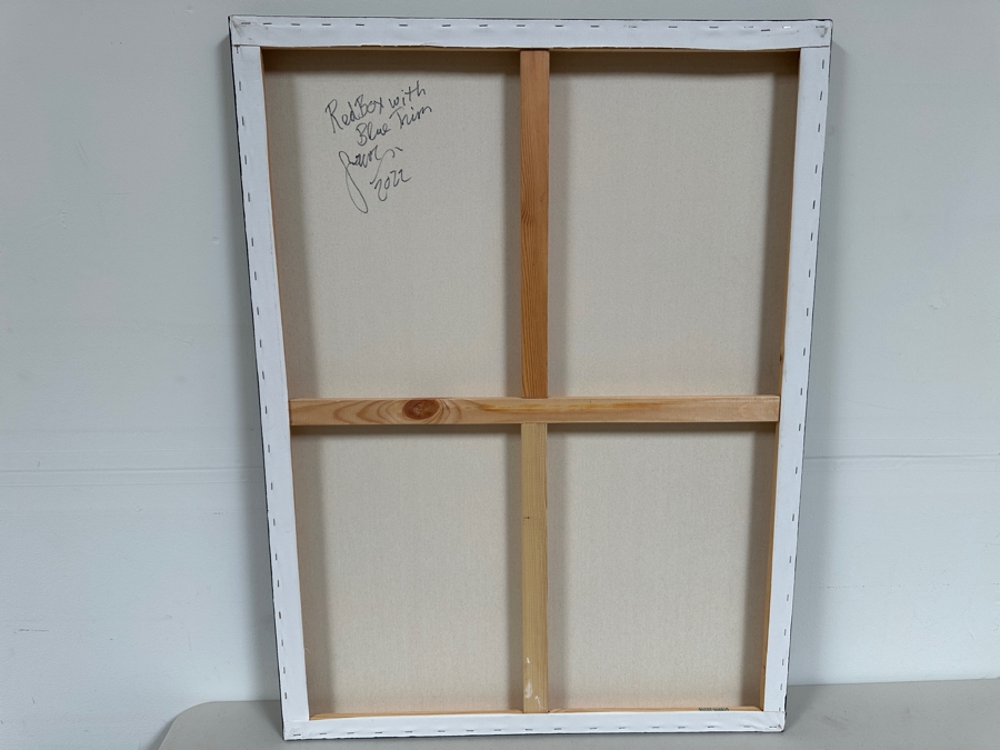 Gerrit Greve (1948-2024, Cardiff by the Sea, CA) Original Acrylic Painting On Canvas Titled 'Box Series - Red Box with Blue Trim' 2022 Signed Verso 30 X 40 Estimate $1,200 - $1,500 [Photo 8]