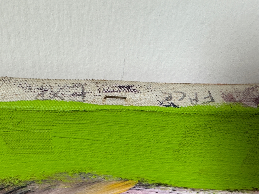 Gerrit Greve (1948-2024, Cardiff by the Sea, CA) Early Original Acrylic Painting On Canvas Titled 'Face Exp.'  Bottom Right 30 X 40 Estimate $1,200 - $1,500 [Photo 9]