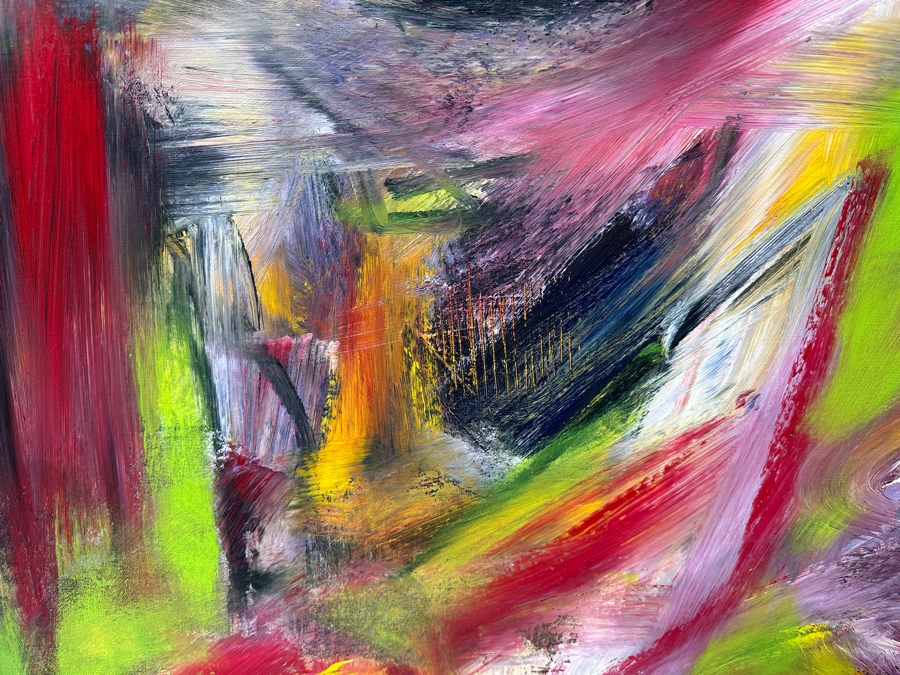 Gerrit Greve (1948-2024, Cardiff by the Sea, CA) Early Original Acrylic Painting On Canvas Titled 'Face Exp.'  Bottom Right 30 X 40 Estimate $1,200 - $1,500 [Photo 5]