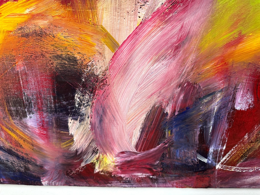 Gerrit Greve (1948-2024, Cardiff by the Sea, CA) Early Original Acrylic Painting On Canvas Titled 'Face Exp.'  Bottom Right 30 X 40 Estimate $1,200 - $1,500 [Photo 7]