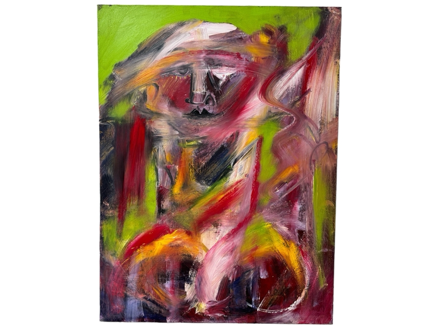 Gerrit Greve (1948-2024, Cardiff by the Sea, CA) Early Original Acrylic Painting On Canvas Titled 'Face Exp.'  Bottom Right 30 X 40 Estimate $1,200 - $1,500 [Photo 1]