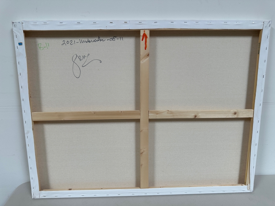 Gerrit Greve (1948-2024, Cardiff by the Sea, CA) Original Acrylic Painting On Canvas Titled 'Underwater Series - Underwater' 2021 Signed Verso 40 X 30 Estimate $1,200 - $1,500 [Photo 4]