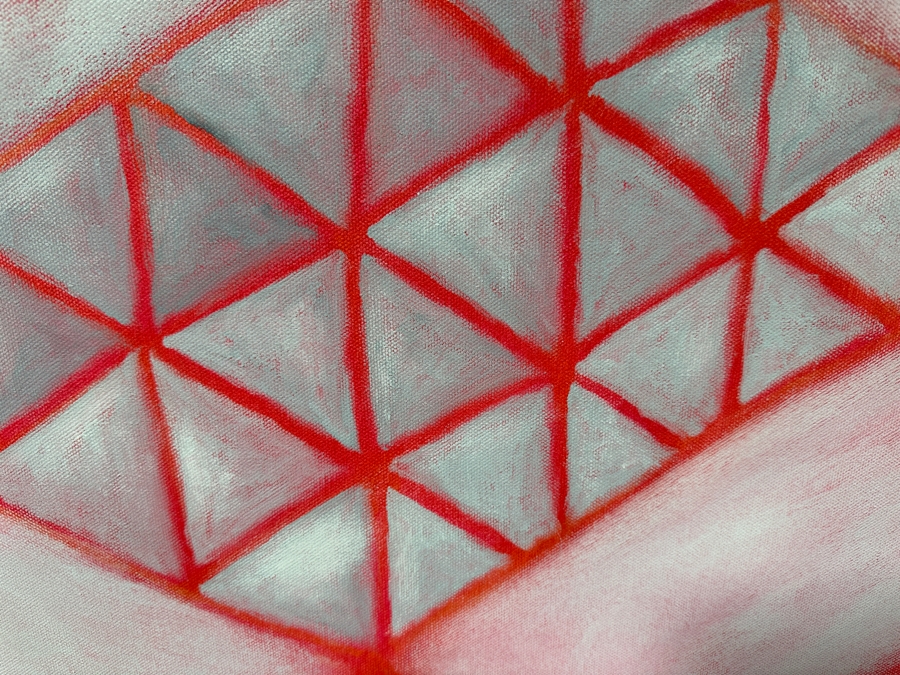 Gerrit Greve (1948-2024, Cardiff by the Sea, CA) Original Acrylic Painting On Canvas Titled 'Box Series - Gray Box on Red'  Signed Verso 30 X 40 Estimate $1,200 - $1,500 [Photo 3]