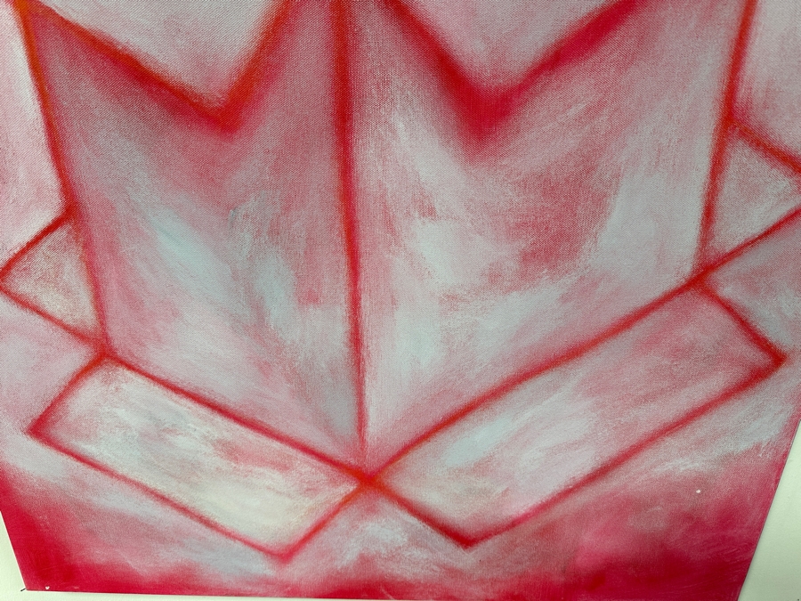 Gerrit Greve (1948-2024, Cardiff by the Sea, CA) Original Acrylic Painting On Canvas Titled 'Box Series - Gray Box on Red'  Signed Verso 30 X 40 Estimate $1,200 - $1,500 [Photo 4]