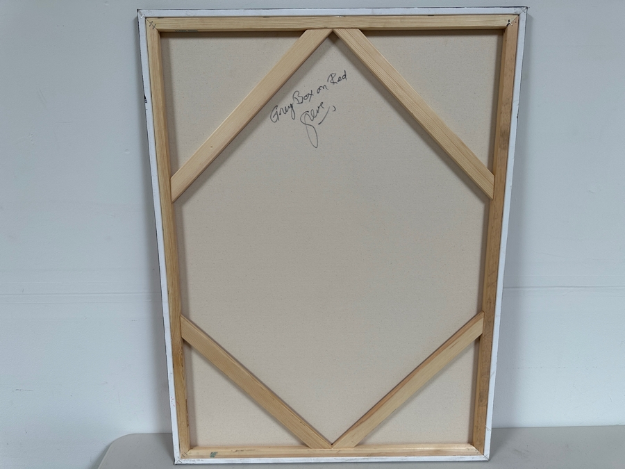 Gerrit Greve (1948-2024, Cardiff by the Sea, CA) Original Acrylic Painting On Canvas Titled 'Box Series - Gray Box on Red'  Signed Verso 30 X 40 Estimate $1,200 - $1,500 [Photo 5]