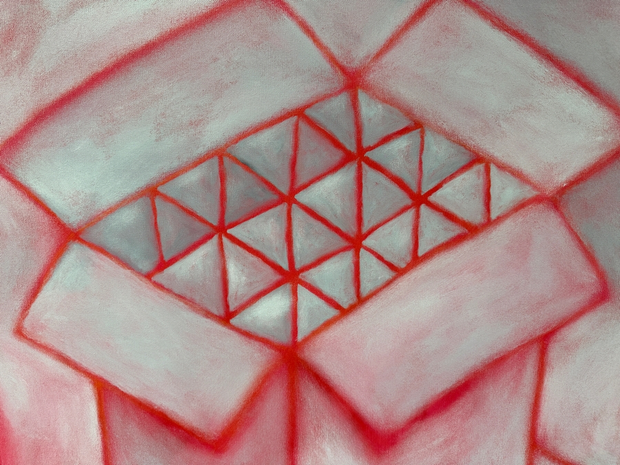 Gerrit Greve (1948-2024, Cardiff by the Sea, CA) Original Acrylic Painting On Canvas Titled 'Box Series - Gray Box on Red'  Signed Verso 30 X 40 Estimate $1,200 - $1,500 [Photo 2]