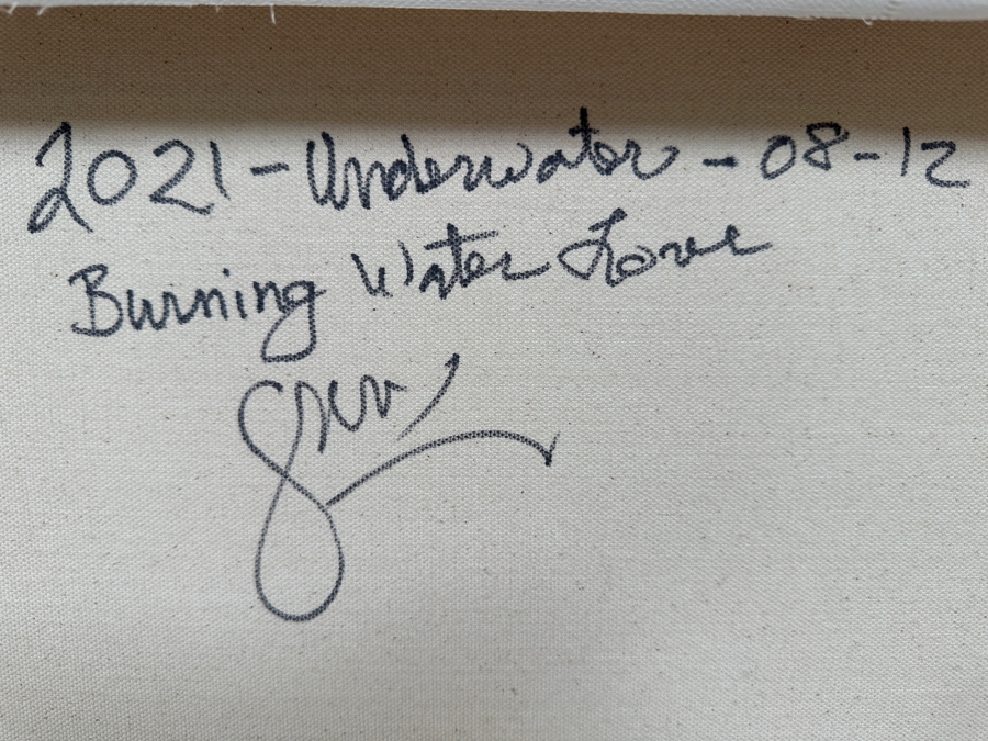 Gerrit Greve (1948-2024, Cardiff by the Sea, CA) Original Acrylic Painting On Canvas Titled 'Underwater Series - Burning Water Love' 2021 Signed Verso 40 X 30 Estimate $1,200 - $1,500 [Photo 6]