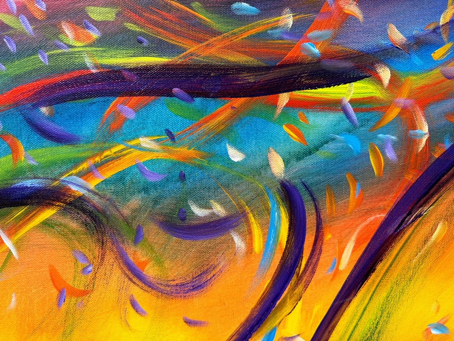 Gerrit Greve (1948-2024, Cardiff by the Sea, CA) Original Acrylic Painting On Canvas Titled 'Underwater Series - Burning Water Love' 2021 Signed Verso 40 X 30 Estimate $1,200 - $1,500 [Photo 3]