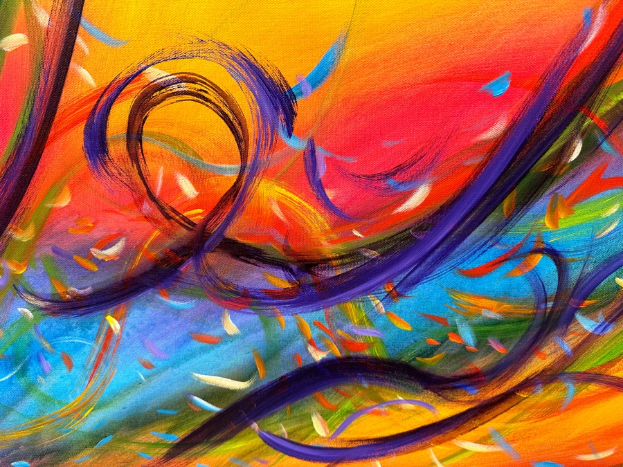 Gerrit Greve (1948-2024, Cardiff by the Sea, CA) Original Acrylic Painting On Canvas Titled 'Underwater Series - Burning Water Love' 2021 Signed Verso 40 X 30 Estimate $1,200 - $1,500 [Photo 2]