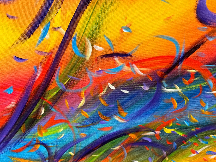 Gerrit Greve (1948-2024, Cardiff by the Sea, CA) Original Acrylic Painting On Canvas Titled 'Underwater Series - Burning Water Love' 2021 Signed Verso 40 X 30 Estimate $1,200 - $1,500 [Photo 4]