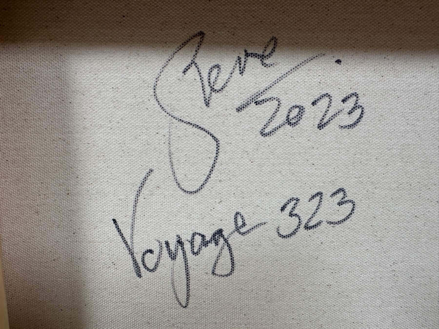 Gerrit Greve (1948-2024, Cardiff by the Sea, CA) Original Acrylic Painting On Canvas Titled 'Spirit Boat Series - Voyage 323' 2023 Signed Verso 40 X 30 Estimate $1,200 - $1,500 [Photo 5]