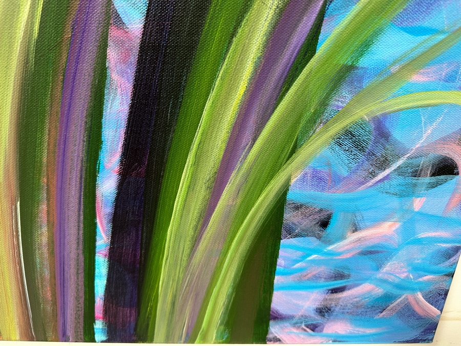 Gerrit Greve (1948-2024, Cardiff by the Sea, CA) Original Acrylic Painting On Canvas Titled 'Ocean Reeds Series ' 2022 Signed Verso 40 X 30 Estimate $1,200 - $1,500 [Photo 3]