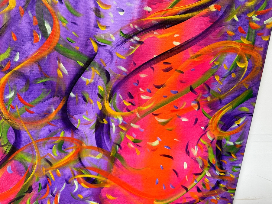 Gerrit Greve (1948-2024, Cardiff by the Sea, CA) Original Acrylic Painting On Canvas Titled 'Underwater Series - Mardi Gras Memories' 2021 Signed Verso 40 X 30 Estimate $1,200 - $1,500 [Photo 5]