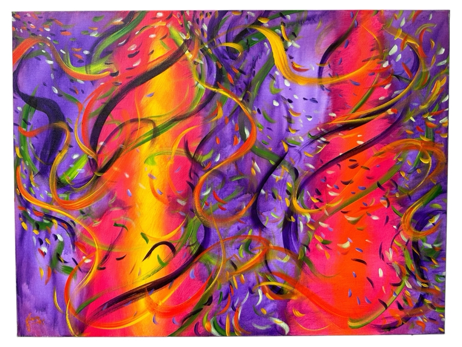 Gerrit Greve (1948-2024, Cardiff by the Sea, CA) Original Acrylic Painting On Canvas Titled 'Underwater Series - Mardi Gras Memories' 2021 Signed Verso 40 X 30 Estimate $1,200 - $1,500 [Photo 1]
