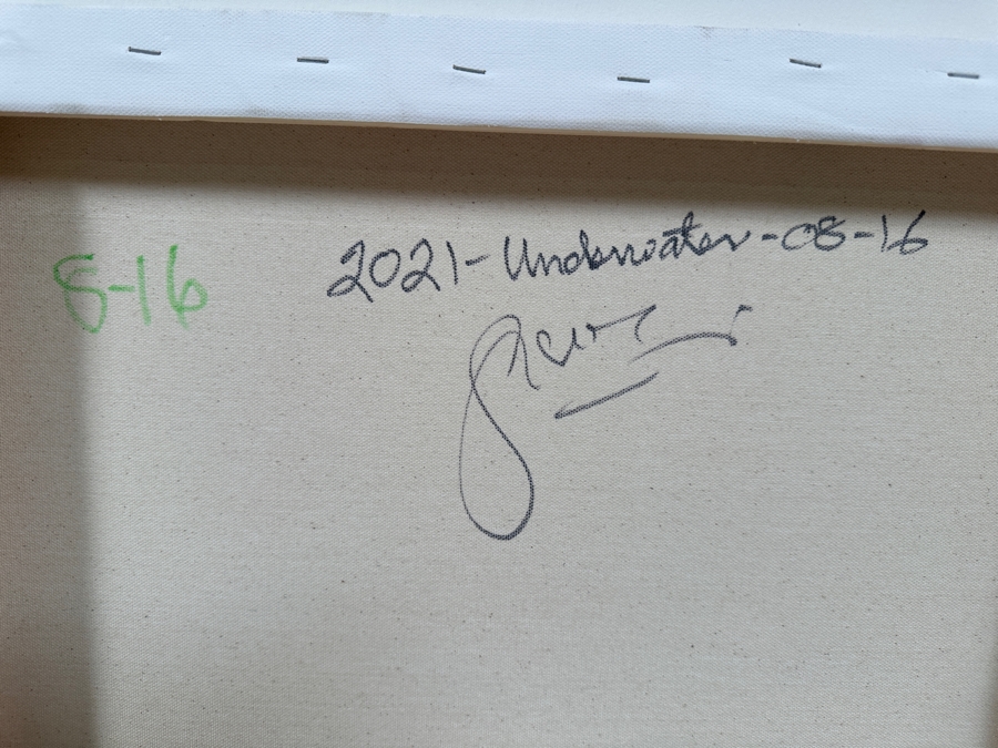Gerrit Greve (1948-2024, Cardiff by the Sea, CA) Original Acrylic Painting On Canvas Titled 'Underwater Series - Mardi Gras Memories' 2021 Signed Verso 40 X 30 Estimate $1,200 - $1,500 [Photo 7]