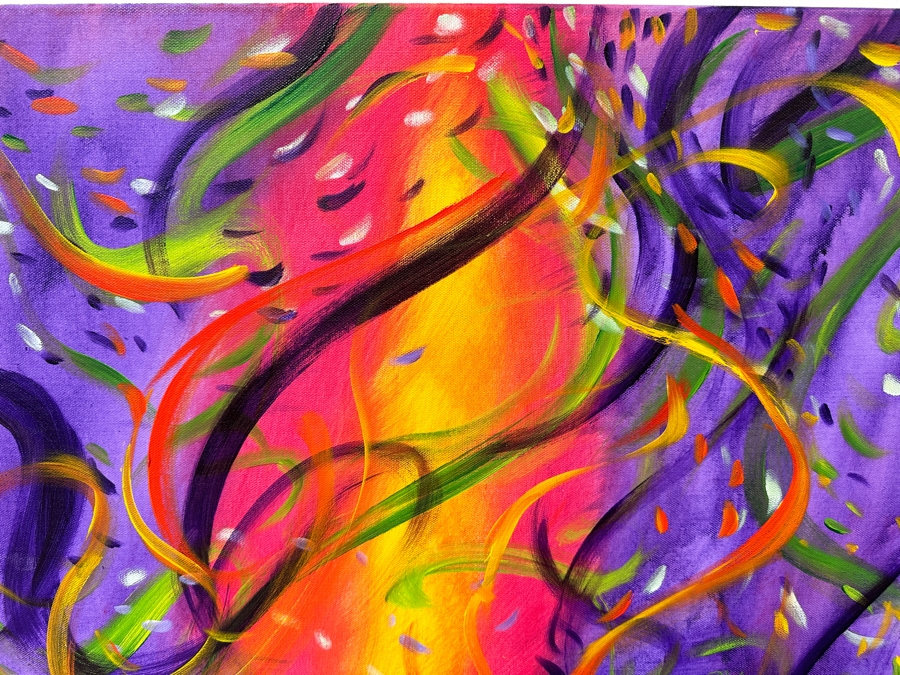 Gerrit Greve (1948-2024, Cardiff by the Sea, CA) Original Acrylic Painting On Canvas Titled 'Underwater Series - Mardi Gras Memories' 2021 Signed Verso 40 X 30 Estimate $1,200 - $1,500 [Photo 3]