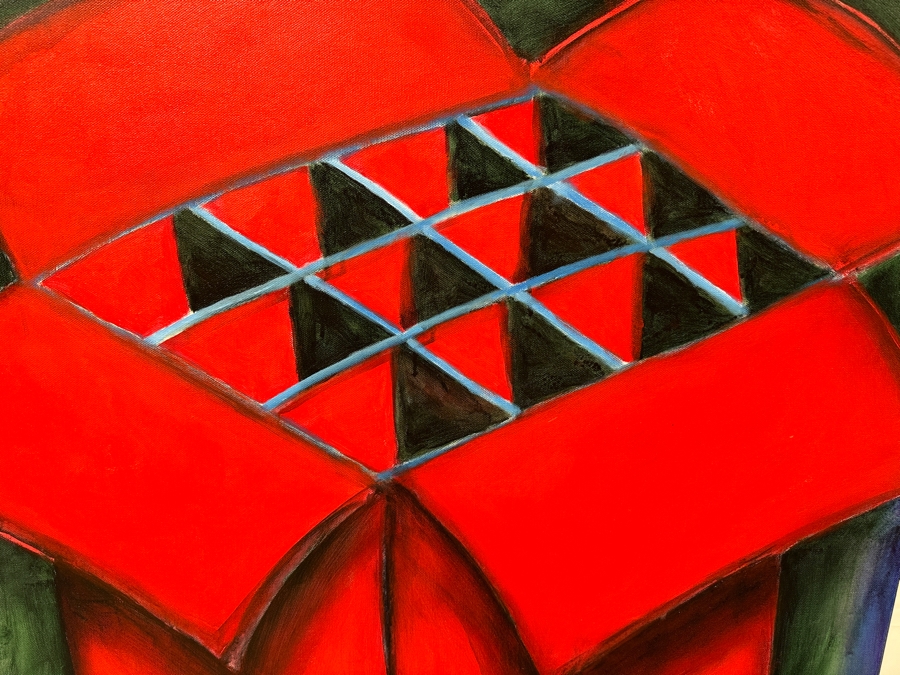 Gerrit Greve (1948-2024, Cardiff by the Sea, CA) Original Acrylic Painting On Canvas Titled 'Box Series - Red Box for Feelings' 2022 Signed Verso 30 X 40 Estimate $1,200 - $1,500 [Photo 3]