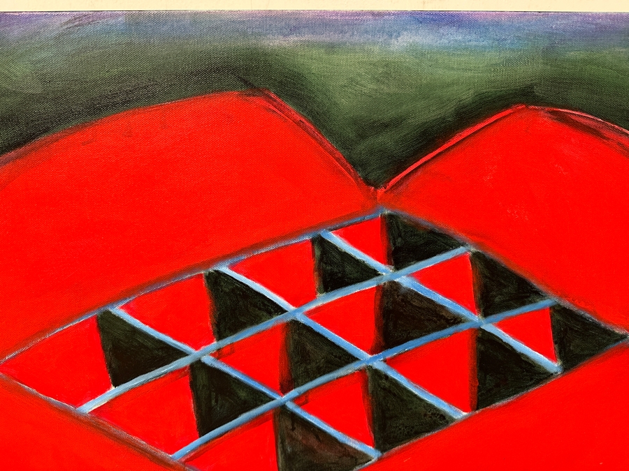 Gerrit Greve (1948-2024, Cardiff by the Sea, CA) Original Acrylic Painting On Canvas Titled 'Box Series - Red Box for Feelings' 2022 Signed Verso 30 X 40 Estimate $1,200 - $1,500 [Photo 4]