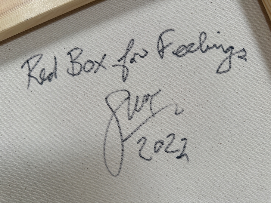 Gerrit Greve (1948-2024, Cardiff by the Sea, CA) Original Acrylic Painting On Canvas Titled 'Box Series - Red Box for Feelings' 2022 Signed Verso 30 X 40 Estimate $1,200 - $1,500 [Photo 6]