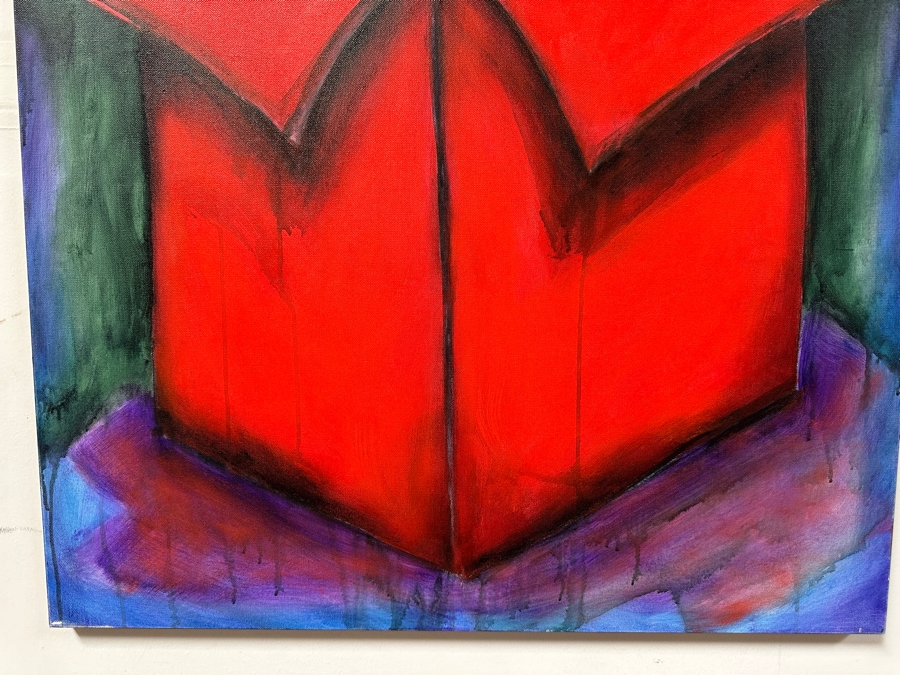 Gerrit Greve (1948-2024, Cardiff by the Sea, CA) Original Acrylic Painting On Canvas Titled 'Box Series - Red Box for Feelings' 2022 Signed Verso 30 X 40 Estimate $1,200 - $1,500 [Photo 2]