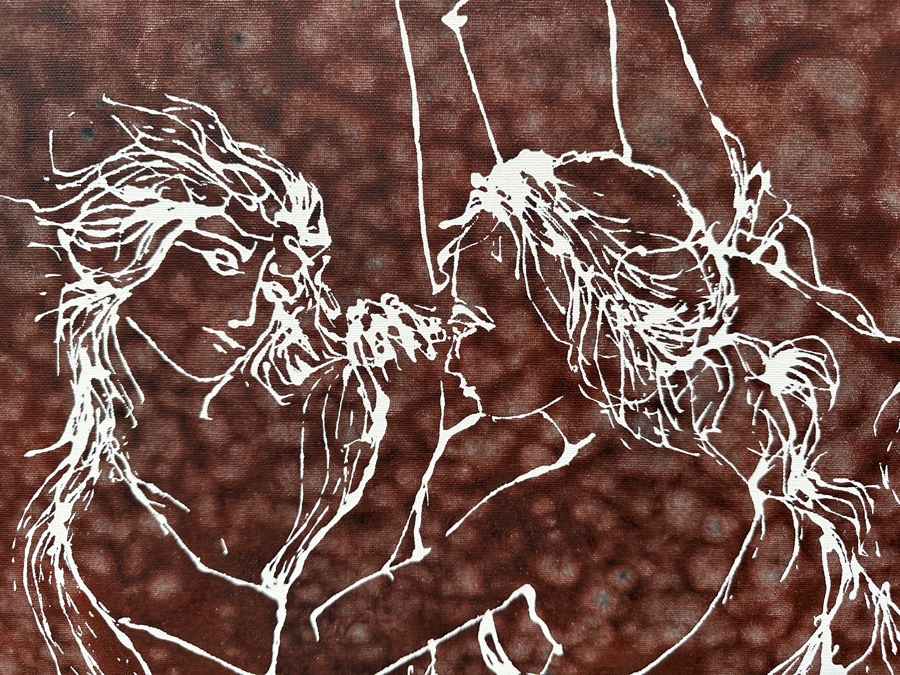 Gerrit Greve (1948-2024, Cardiff by the Sea, CA) Original Mixed Media Silkscreen With Hand Painted Background Painting On Canvas Titled 'Dancing Muses' Signed Bottom Left 30 X 40 Estimate $1,200 - $1,500 [Photo 4]