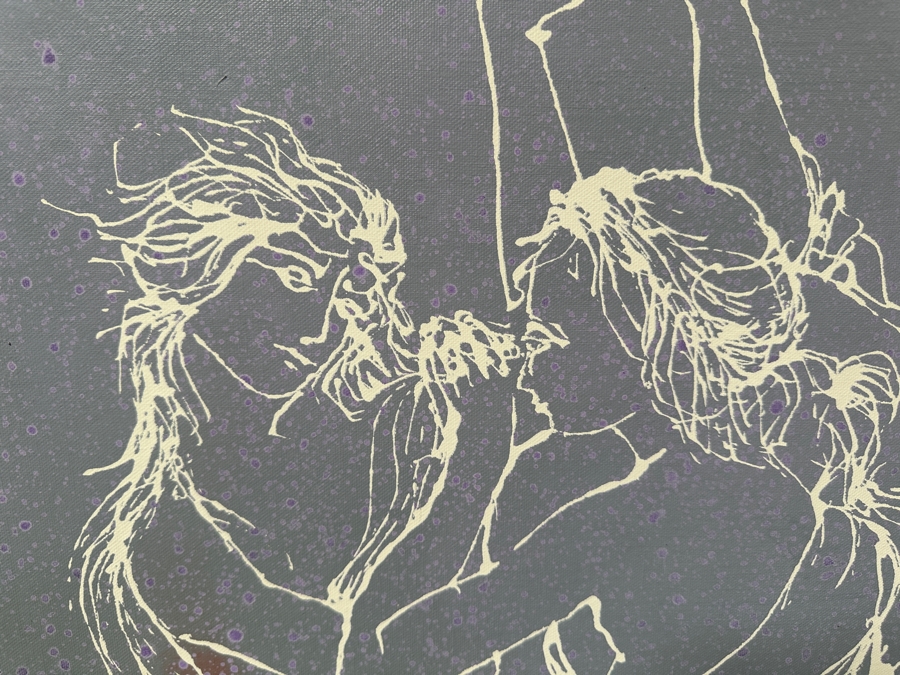 Gerrit Greve (1948-2024, Cardiff by the Sea, CA) Original Mixed Media Silkscreen With Hand Painted Background Painting On Canvas Titled 'Dancing Muses' Signed Bottom Left 30 X 40 Estimate $300 - $600 [Photo 3]