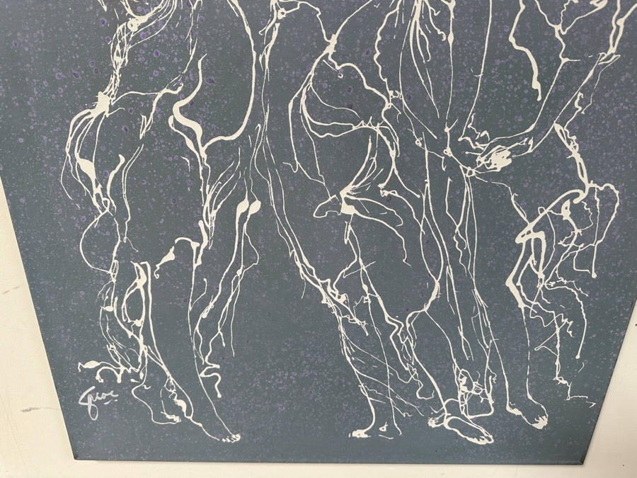 Gerrit Greve (1948-2024, Cardiff by the Sea, CA) Original Mixed Media Silkscreen With Hand Painted Background Painting On Canvas Titled 'Dancing Muses' Signed Bottom Left 30 X 40 Estimate $300 - $600 [Photo 4]