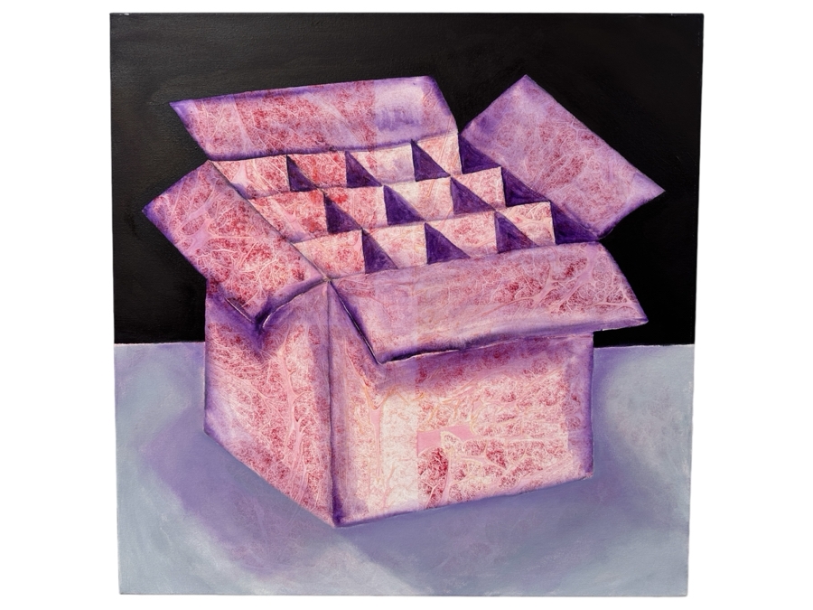 Gerrit Greve (1948-2024, Cardiff by the Sea, CA) Original Acrylic Painting On Canvas Titled 'Box Series - Lavender Tissue Box' 2022 Signed Verso 36 X 36 Estimate $1,300 - $1,600 [Photo 1]