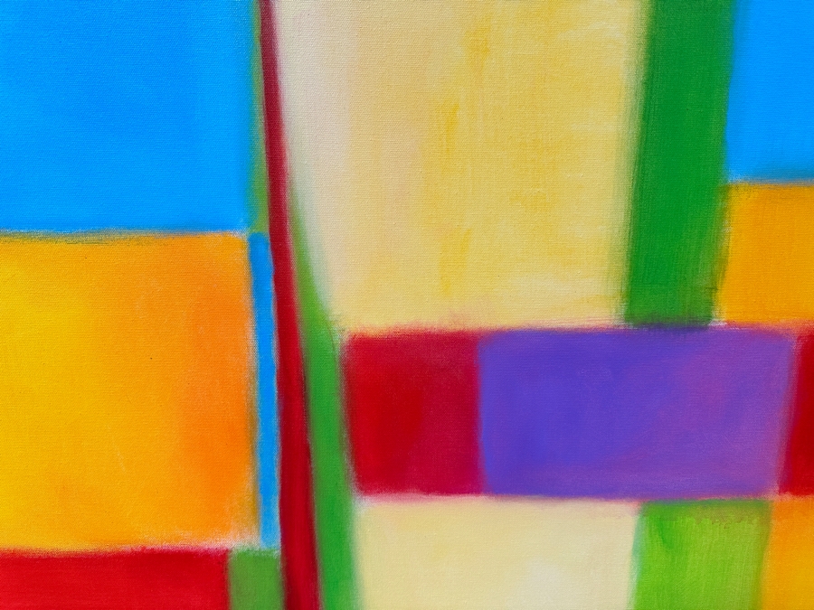 Gerrit Greve (1948-2024, Cardiff by the Sea, CA) Original Acrylic Painting On Canvas Titled 'Modernist Abstract - Structure' 2020 Signed Verso 36 X 36 Estimate $1,300 - $1,600 [Photo 4]