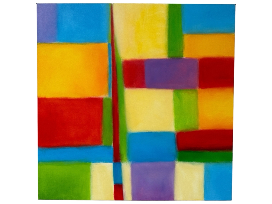 Gerrit Greve (1948-2024, Cardiff by the Sea, CA) Original Acrylic Painting On Canvas Titled 'Modernist Abstract - Structure' 2020 Signed Verso 36 X 36 Estimate $1,300 - $1,600 [Photo 1]